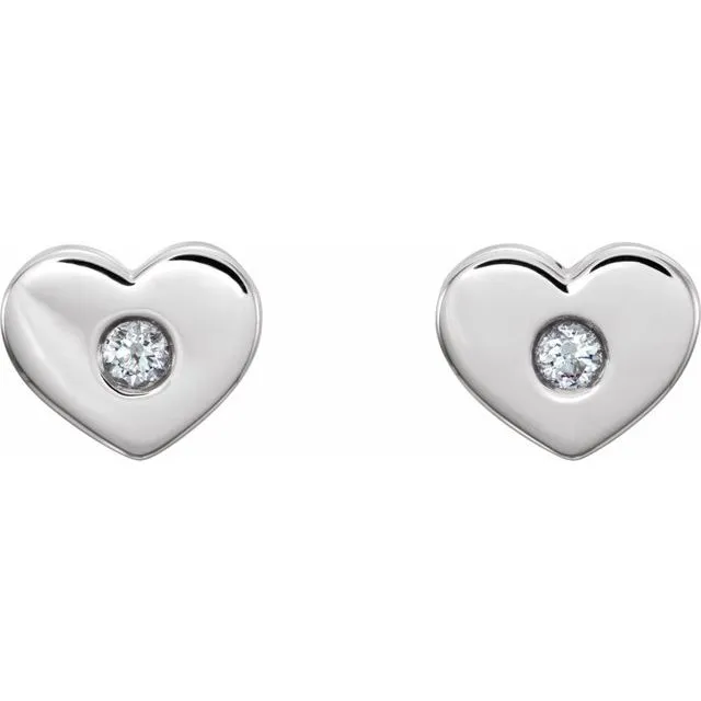 TreasureFineJewelers Earrings 14K White 06 CTW Diamond Heart Earrings