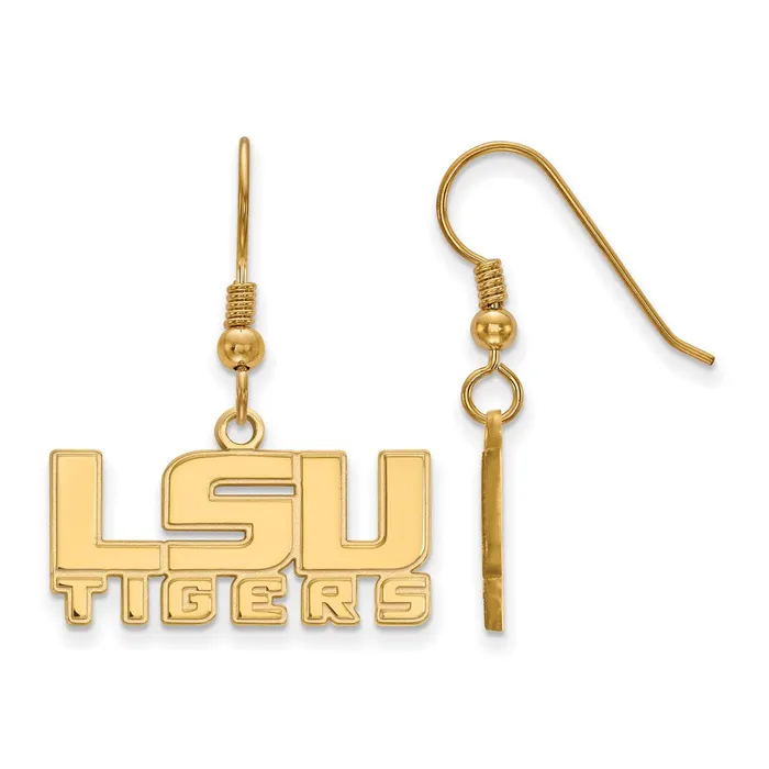 TreasureFineJewelers Earrings Sterling Silver Goldplated Louisiana State University LSU Tigers Small Dangle Wire Earrings TreasureFineJewelers Earrings Sterling Silver Goldplated Louisiana State University LSU Tigers Small Dangle Wire Earrings