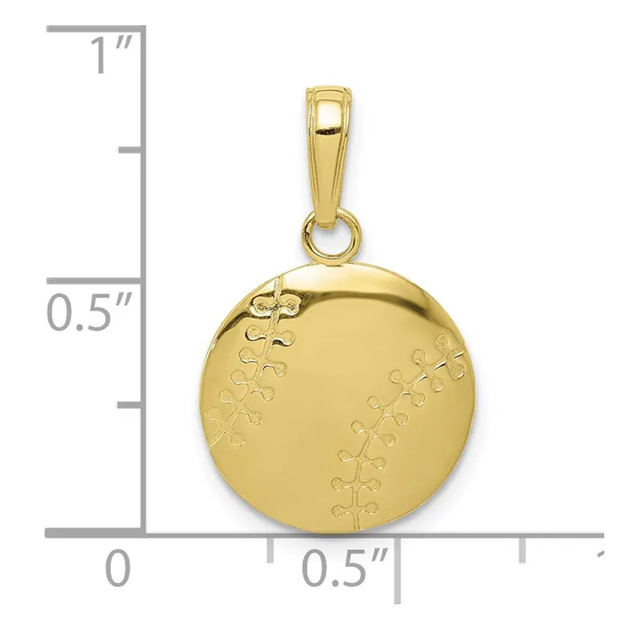 TreasureFineJewelers PreStyled Sets 10K Gold Polished Baseball Closed Back Pendant