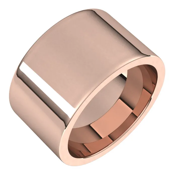 TreasureFineJewelers Rings 10K Rose Gold 12 mm flat comfort fit Wedding Band TreasureFineJewelers Rings 10K Rose Gold 12 mm flat comfort fit Wedding Band