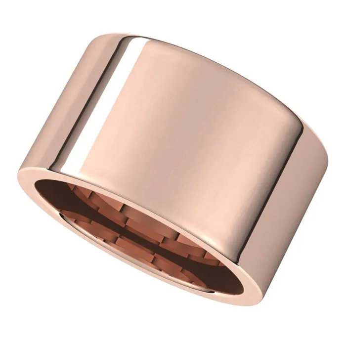 TreasureFineJewelers Rings 10K Rose Gold 12 mm flat comfort fit Wedding Band