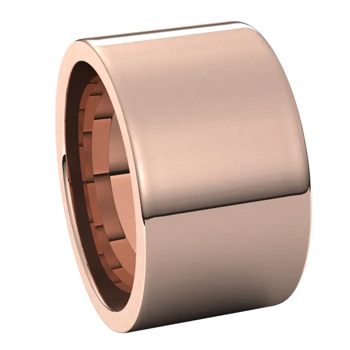 TreasureFineJewelers Rings 10K Rose Gold 12 mm flat comfort fit Wedding Band