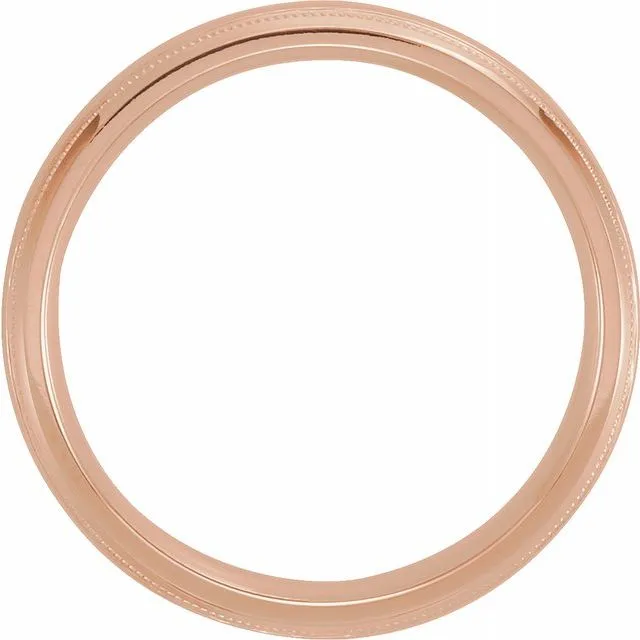 TreasureFineJewelers Rings 10K Rose Gold 6 mm Half Round ComfortFit Band With Milgrain