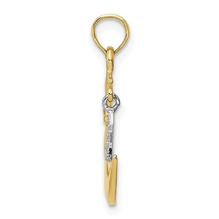 TreasureFineJewelers Rings 10K TwoTone OpenBacked Half Moon and Star Pendant