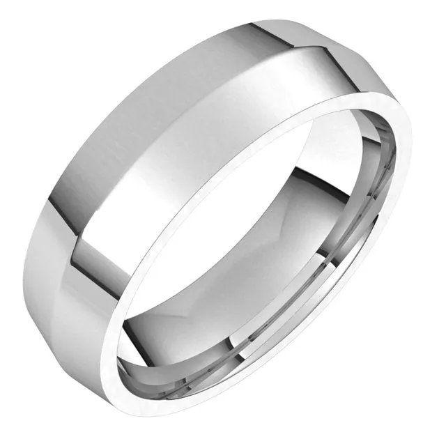 TreasureFineJewelers Rings 10K White Gold 6 mm Knife Edge Comfort Fit Wedding Band