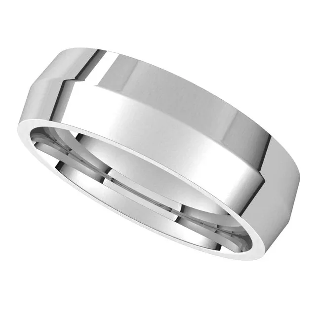 TreasureFineJewelers Rings 10K White Gold 6 mm Knife Edge Comfort Fit Wedding Band