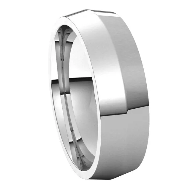 TreasureFineJewelers Rings 10K White Gold 6 mm Knife Edge Comfort Fit Wedding Band