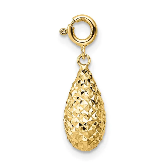 TreasureFineJewelers Rings 14K Diamondcut Teardrop w Spring Ring Clasp Charm TreasureFineJewelers Rings 14K Diamondcut Teardrop w Spring Ring Clasp Charm