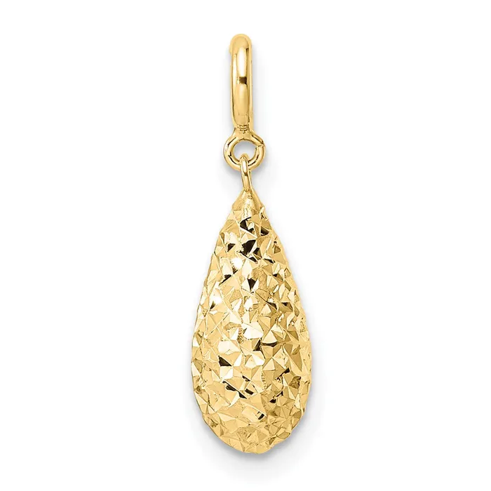 TreasureFineJewelers Rings 14K Diamondcut Teardrop w Spring Ring Clasp Charm