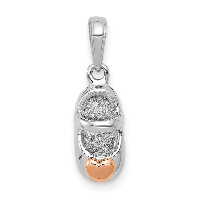 TreasureFineJewelers Rings 14k Twotone White and Rose Gold Baby Shoe Charm TreasureFineJewelers Rings 14k Twotone White and Rose Gold Baby Shoe Charm