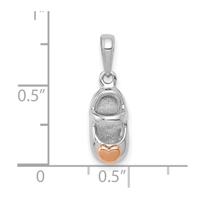 TreasureFineJewelers Rings 14k Twotone White and Rose Gold Baby Shoe Charm