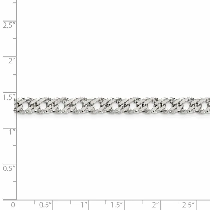 TreasureFineJewelers Rings Sterling Silver 525mm 6 Side Dimondcut Flat Double Curb Chain
