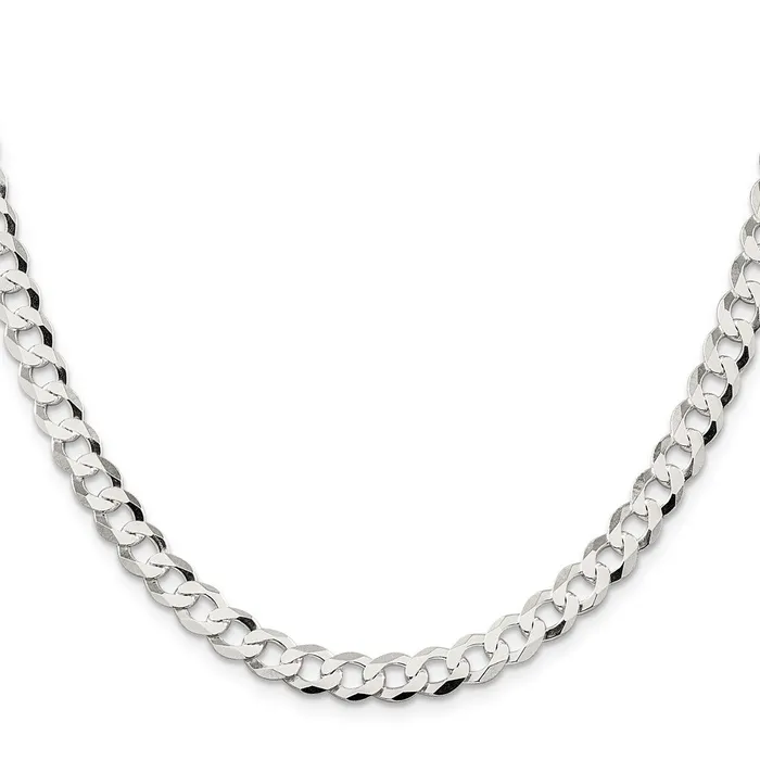 TreasureFineJewelers Rings Sterling Silver 68mm Flat Curb Chain