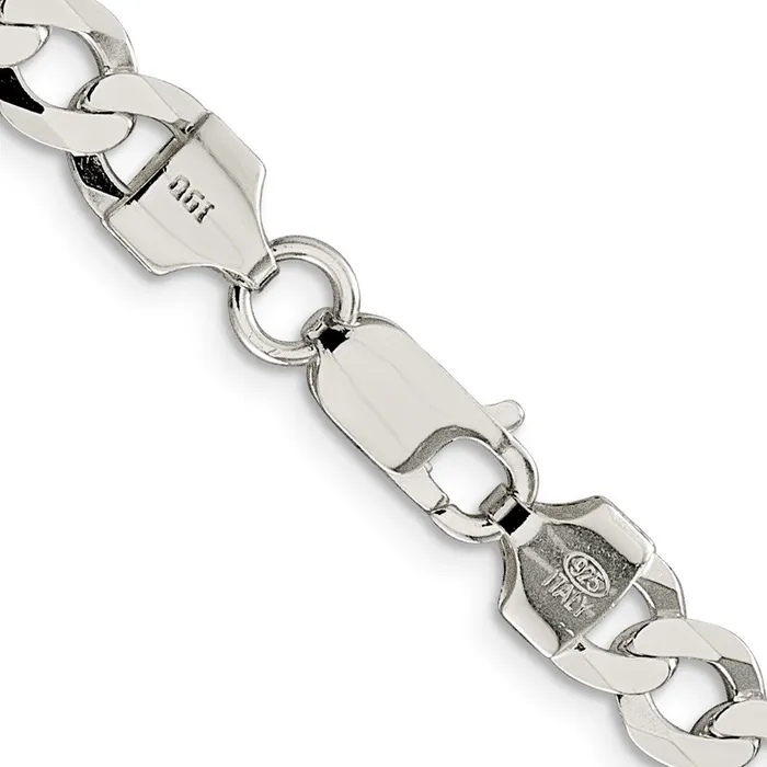 TreasureFineJewelers Rings Sterling Silver 68mm Flat Curb Chain