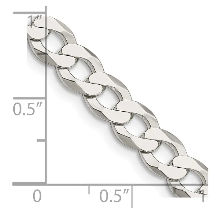 TreasureFineJewelers Rings Sterling Silver 68mm Flat Curb Chain