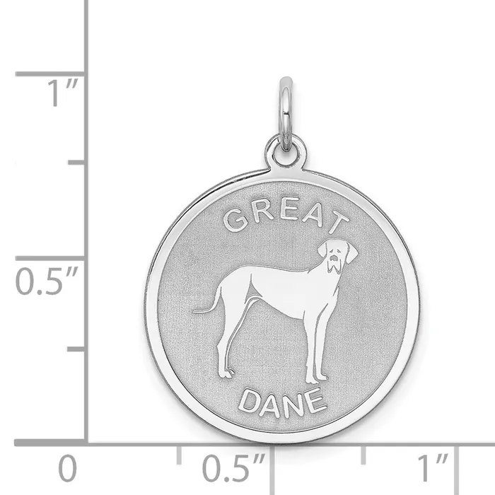 TreasureFineJewelers Rings Sterling Silver Rhodiumplated Great Dane Disc Charm