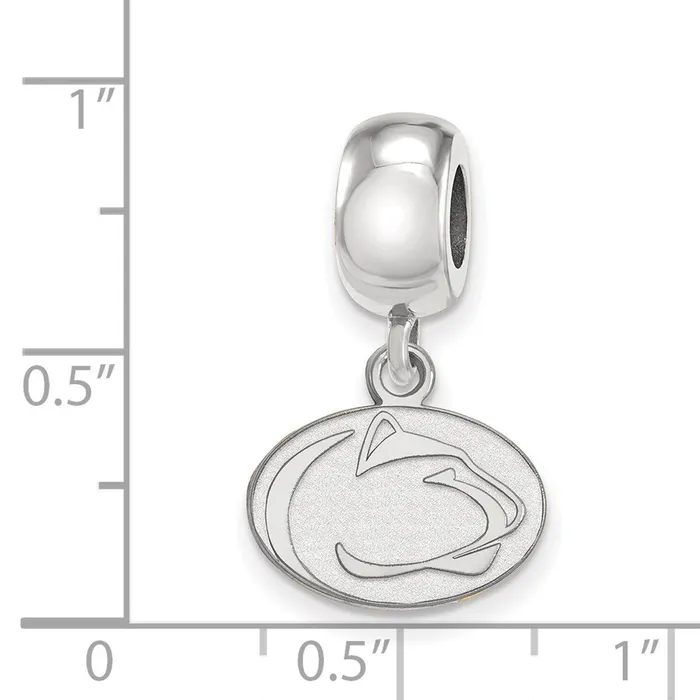 TreasureFineJewelers Rings Sterling Silver Rhodiumplated LogoArt Penn State University Lion Extra Small Dangle Bead Charm