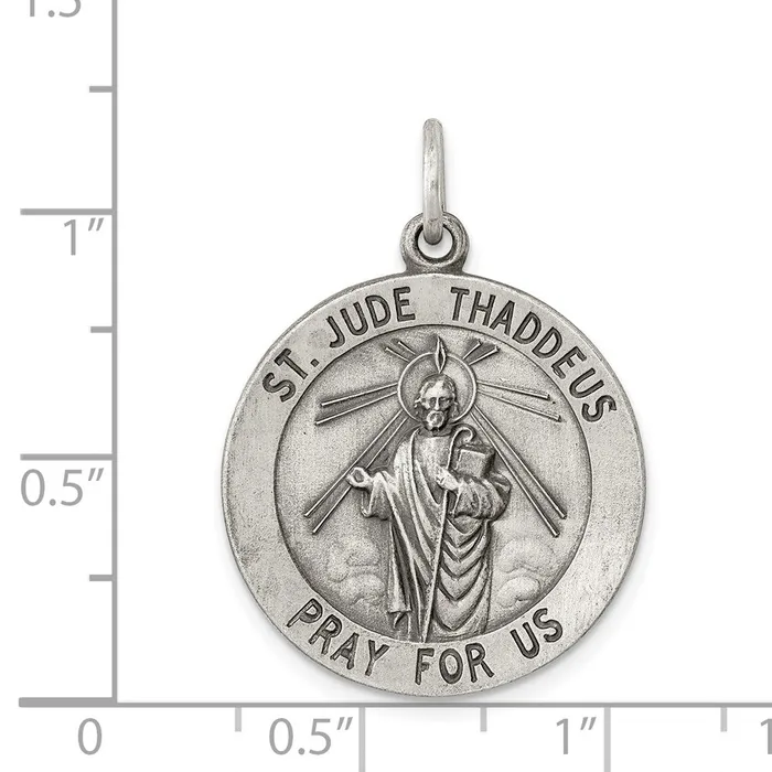 TreasureFineJewelers Rings Sterling Silver Saint Jude Thaddeus Medal