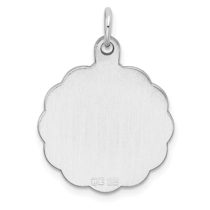 TreasureFineJewelers Sterling Silver Rhplt Engraveable Polished FrontSatin Back Disc Charm Rings