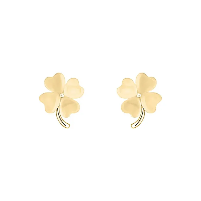Trendolla Jewelry 925 Silver Cats Eye Four Leaf Clover Earrings Earrings