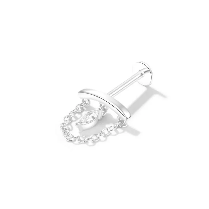 Trendolla Jewelry Earrings Prong Rhombus Diamond Drape Threaded Flat Back Earrings