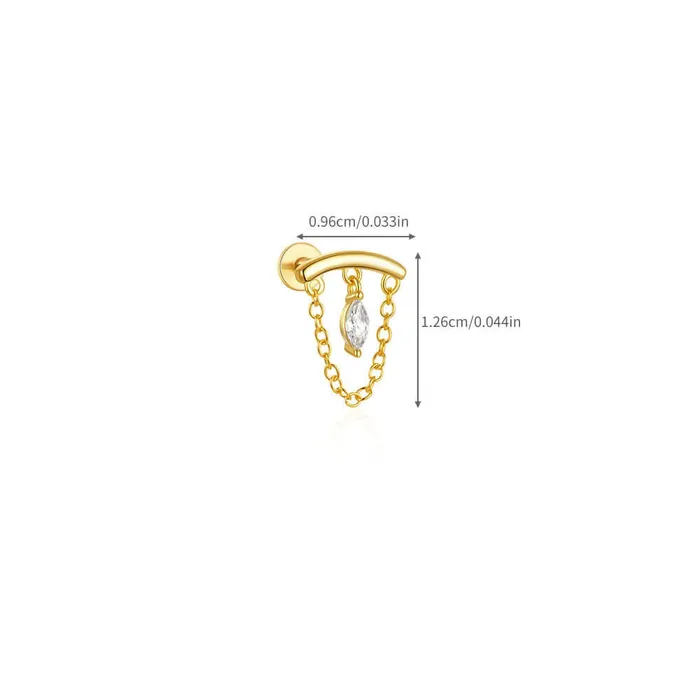 Trendolla Jewelry Earrings Prong Rhombus Diamond Drape Threaded Flat Back Earrings
