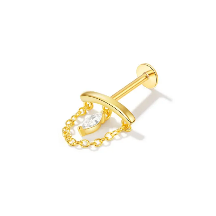 Trendolla Jewelry Earrings Prong Rhombus Diamond Drape Threaded Flat Back Earrings