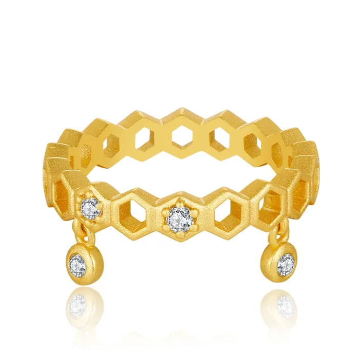 Trendolla Jewelry Rings Honeycomb With Dripping Honey Ring Life With MaKs Honeycomb Bee Kind Jewelry Collection