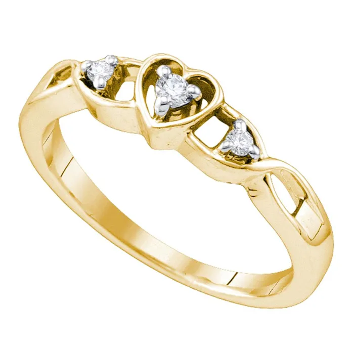 yellow tone sterling silver womens round diamond simple heart promise bridal ring 110 cttw62338 North Arrow Shop Rings yellow tone sterling silver womens round diamond simple heart promise bridal ring 110 cttw62338 North Arrow Shop Rings