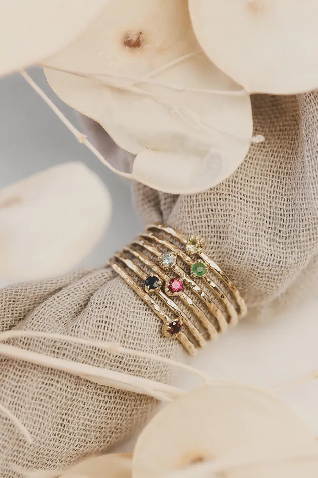 14k Solid Gold Dainty Birthstone Ring Lacee Alexandra Jewelry Rings
