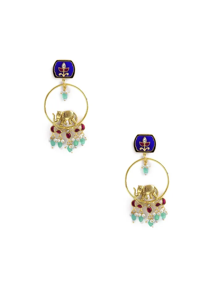 Curio Cottage Earrings Golden Tusker Chandbali Earrings Curio Cottage Earrings Golden Tusker Chandbali Earrings
