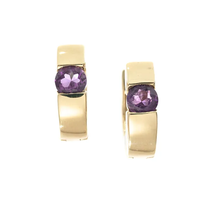 Earrings Four Peaks Mining Co Amethyst Gold Huggie Hoop Earring