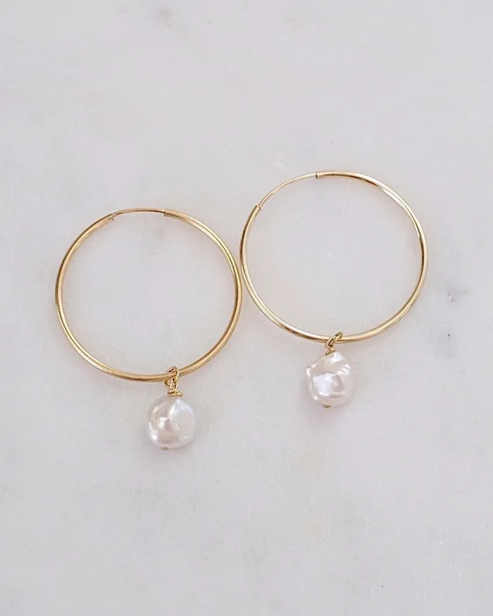 Earrings Keshi Pearl Hoop Earrings ERIJEWELRY