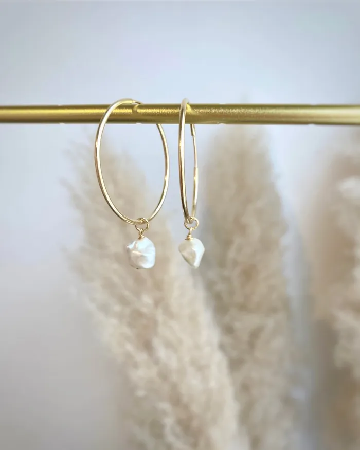 Earrings Keshi Pearl Hoop Earrings ERIJEWELRY