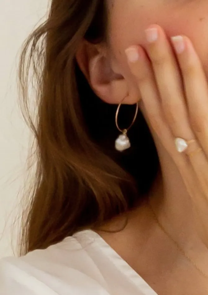 Earrings Keshi Pearl Hoop Earrings ERIJEWELRY