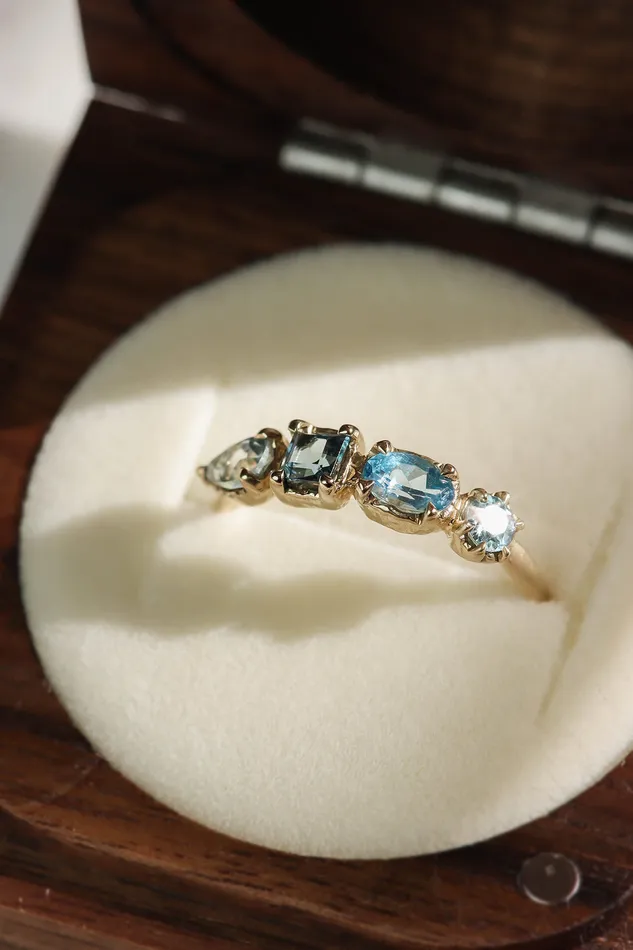 Lacee Alexandra Jewelry Rings Oceanic Gemstone Ring available in solid gold sterling silver Lacee Alexandra Jewelry Rings Oceanic Gemstone Ring available in solid gold sterling silver