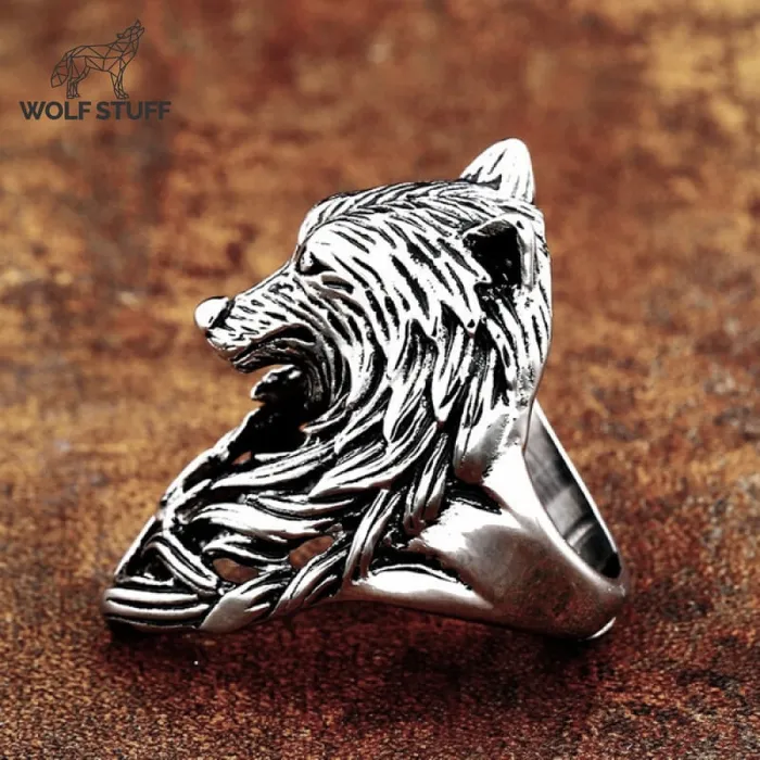 Mens Wolf Head Ring Wolf Stuff Rings