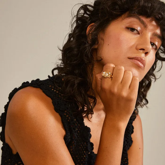 Pilgrim Rings Moon Gold Plated Ring