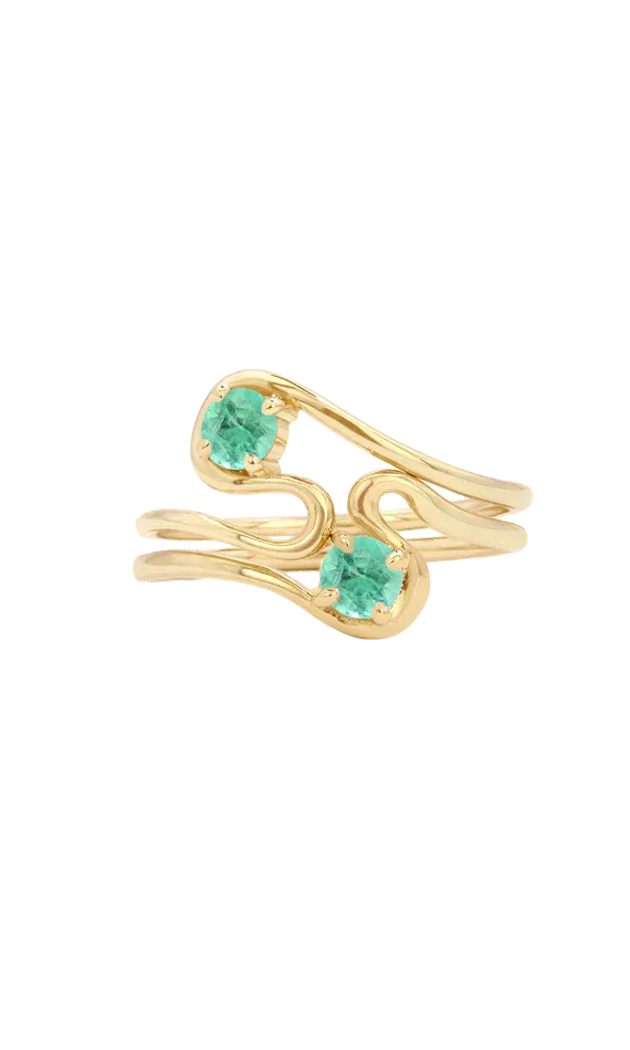 Twin Flame Ring Set with Emeralds Faeber Studio Rings