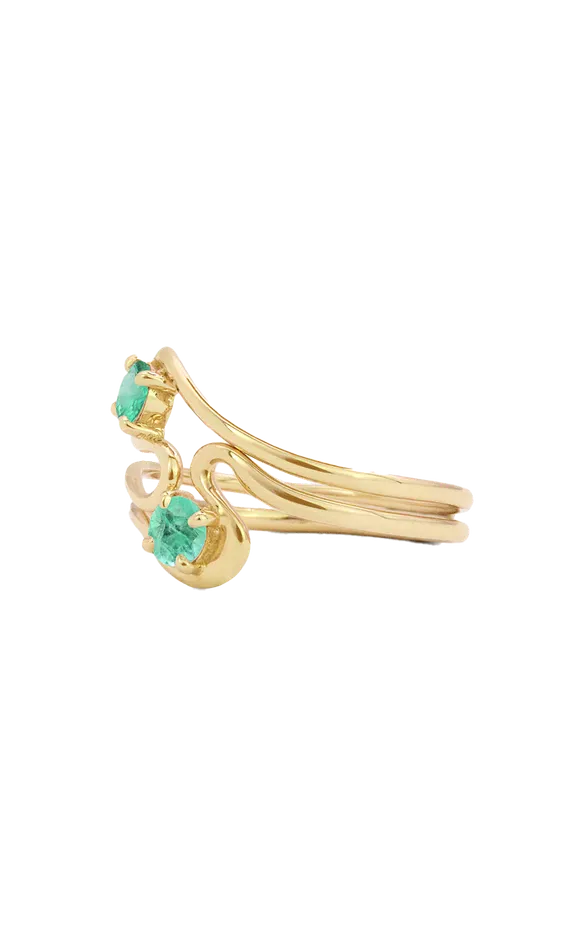 Twin Flame Ring Set with Emeralds Faeber Studio Rings