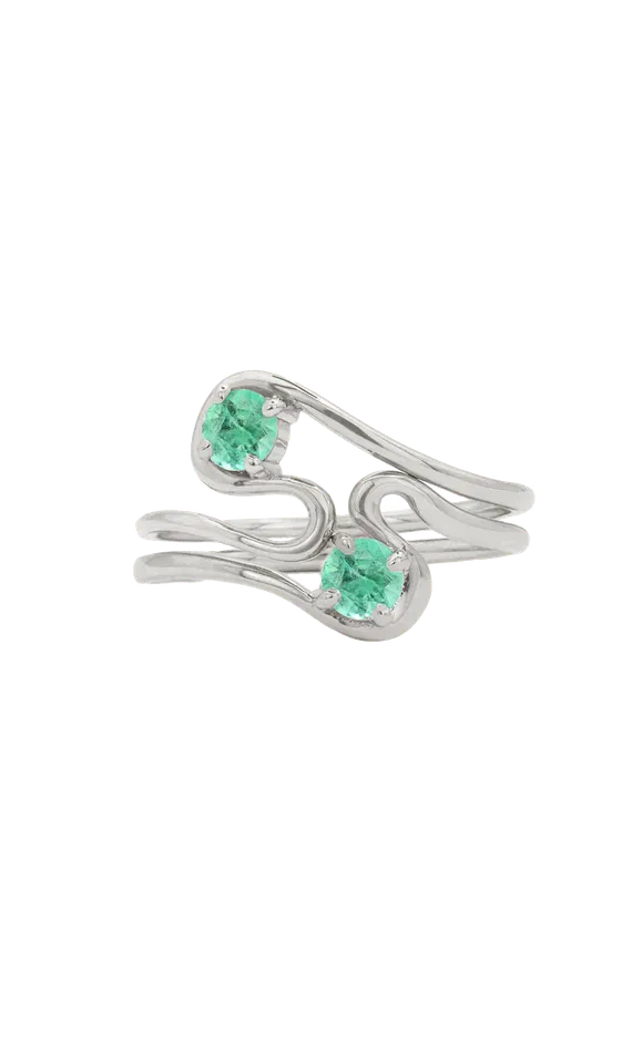 Twin Flame Ring Set with Emeralds Faeber Studio Rings
