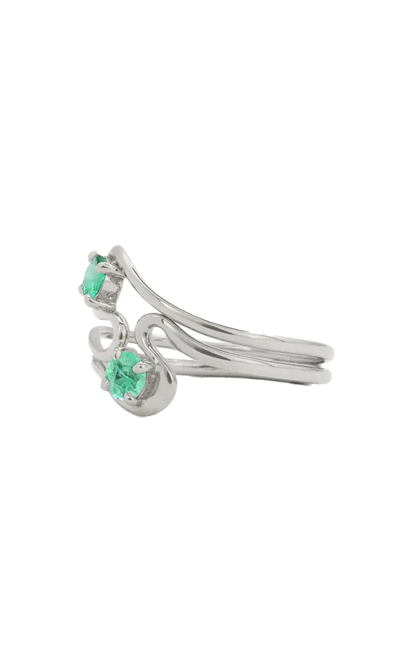 Twin Flame Ring Set with Emeralds Faeber Studio Rings