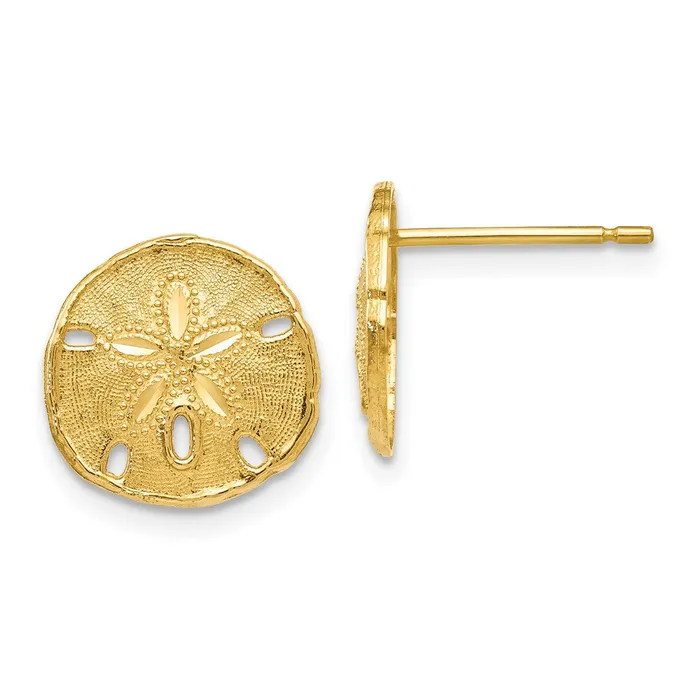 14k Gold Polished Textured Sand Dollar Post EarringsWBCH1115 WB Choice Jewelry Earrings 14k Gold Polished Textured Sand Dollar Post EarringsWBCH1115 WB Choice Jewelry Earrings