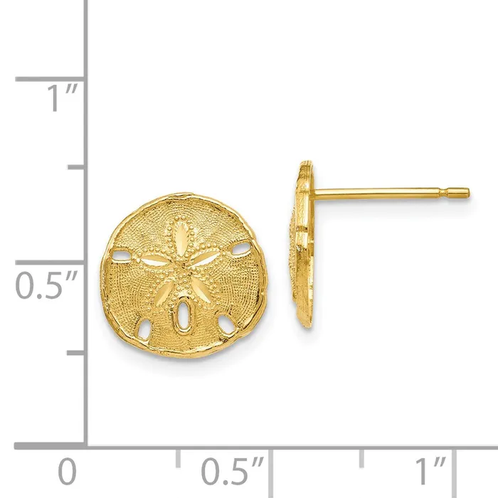 14k Gold Polished Textured Sand Dollar Post EarringsWBCH1115 WB Choice Jewelry Earrings 14k Gold Polished Textured Sand Dollar Post EarringsWBCH1115 WB Choice Jewelry Earrings