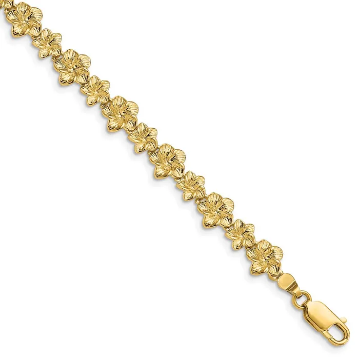 14K Plumeria Flower BraceletWBCFB1594725 WB Choice Jewelry Bracelets