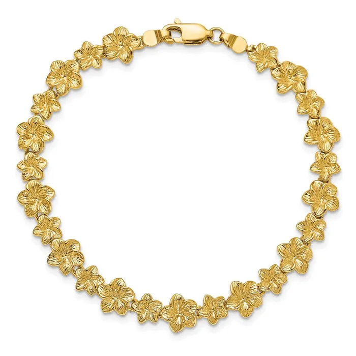 14K Plumeria Flower BraceletWBCFB1594725 WB Choice Jewelry Bracelets 14K Plumeria Flower BraceletWBCFB1594725 WB Choice Jewelry Bracelets