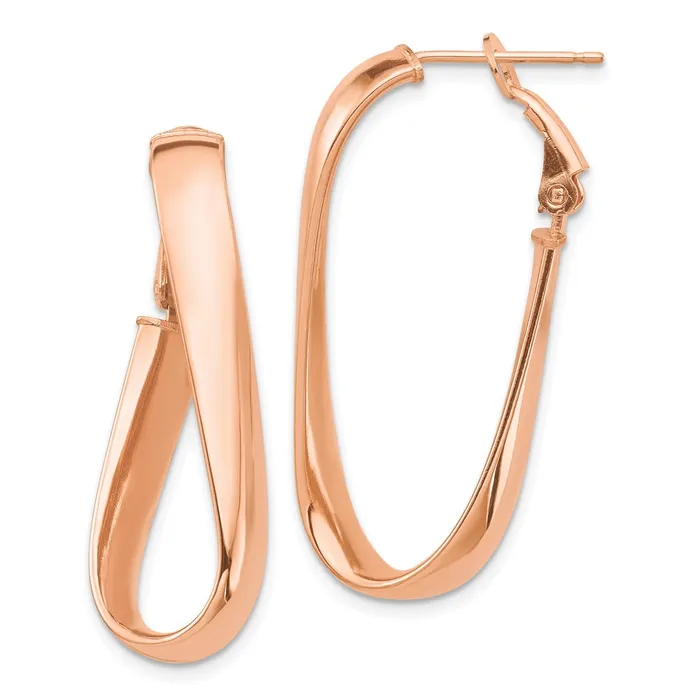 14k Rose Gold High Polished 5mm Wavy Oval Omega Back Hoop EarringsWBCPRE990R WB Choice Jewelry Earrings 14k Rose Gold High Polished 5mm Wavy Oval Omega Back Hoop EarringsWBCPRE990R WB Choice Jewelry Earrings