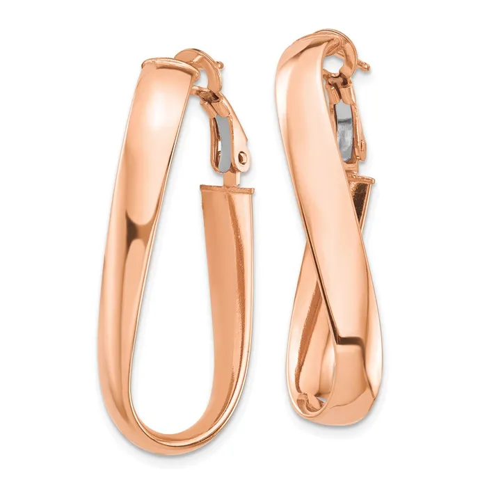 14k Rose Gold High Polished 5mm Wavy Oval Omega Back Hoop EarringsWBCPRE990R WB Choice Jewelry Earrings 14k Rose Gold High Polished 5mm Wavy Oval Omega Back Hoop EarringsWBCPRE990R WB Choice Jewelry Earrings