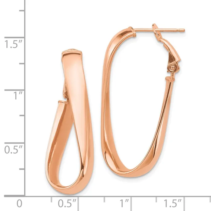 14k Rose Gold High Polished 5mm Wavy Oval Omega Back Hoop EarringsWBCPRE990R WB Choice Jewelry Earrings 14k Rose Gold High Polished 5mm Wavy Oval Omega Back Hoop EarringsWBCPRE990R WB Choice Jewelry Earrings