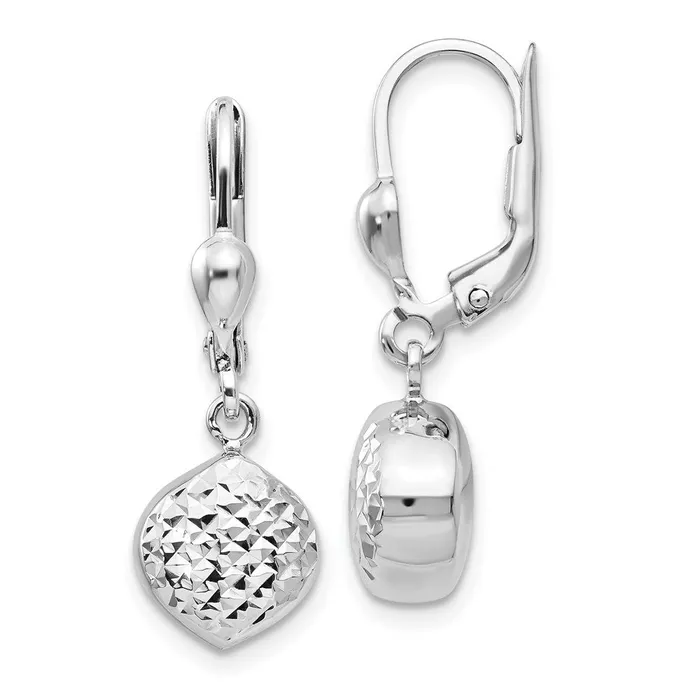 14k White Gold Polished DiamondCut Dangle Leverback EarringsWBCE766 WB Choice Jewelry Earrings 14k White Gold Polished DiamondCut Dangle Leverback EarringsWBCE766 WB Choice Jewelry Earrings